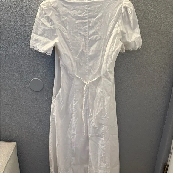 Reformation Alida Organic Cotton White Midi Dress with Button Detail - Picture 5 of 5